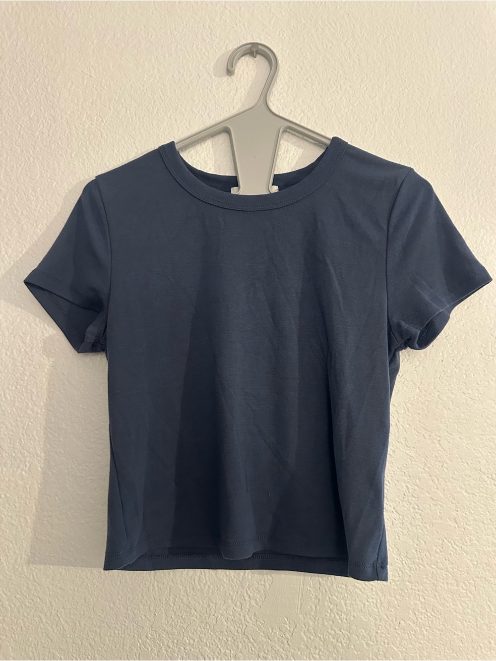 Pink Rose Short Sleeve Crewneck Tee - Slate Blue